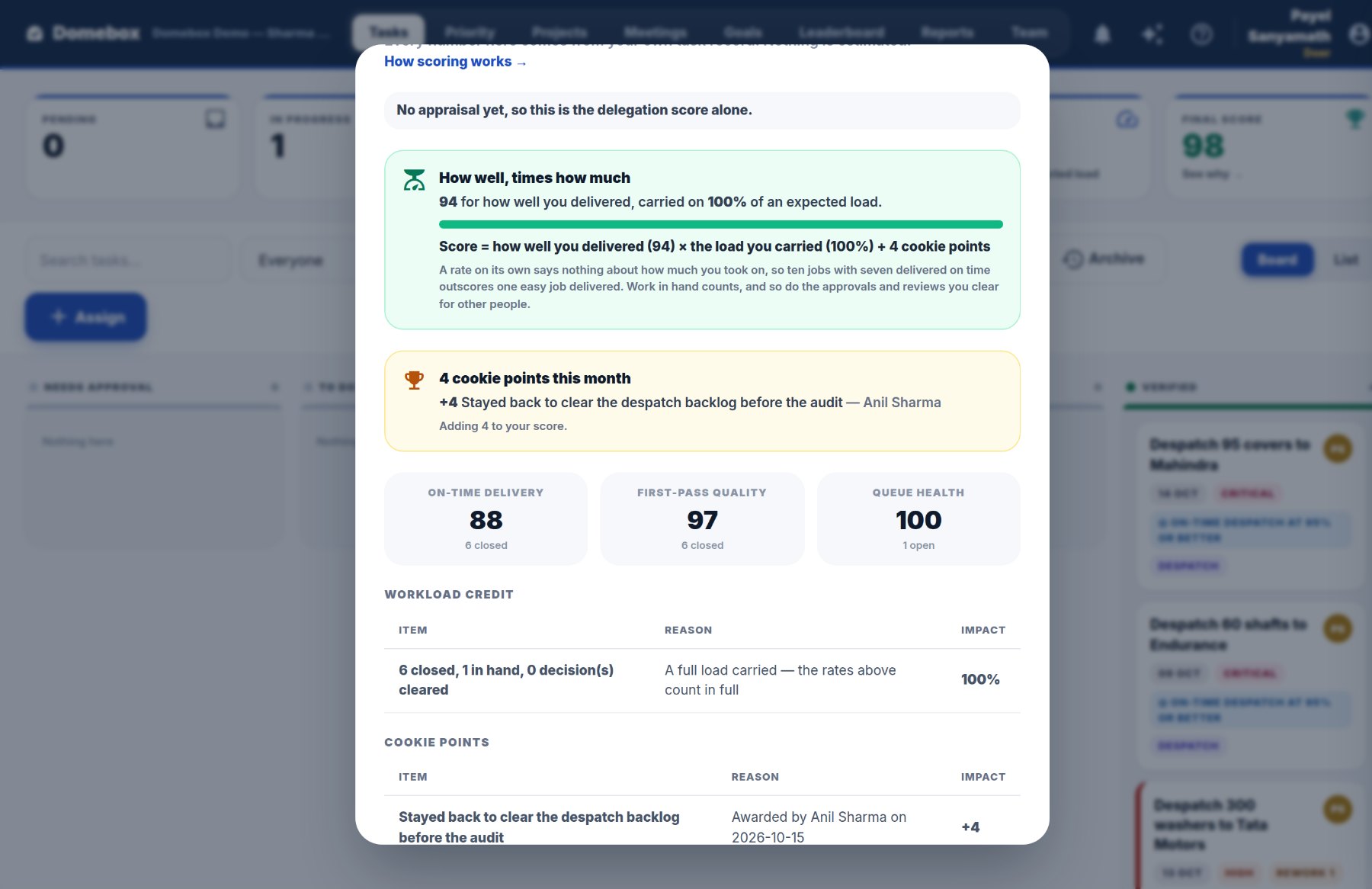 See why: every part of a person's score with the tasks behind it